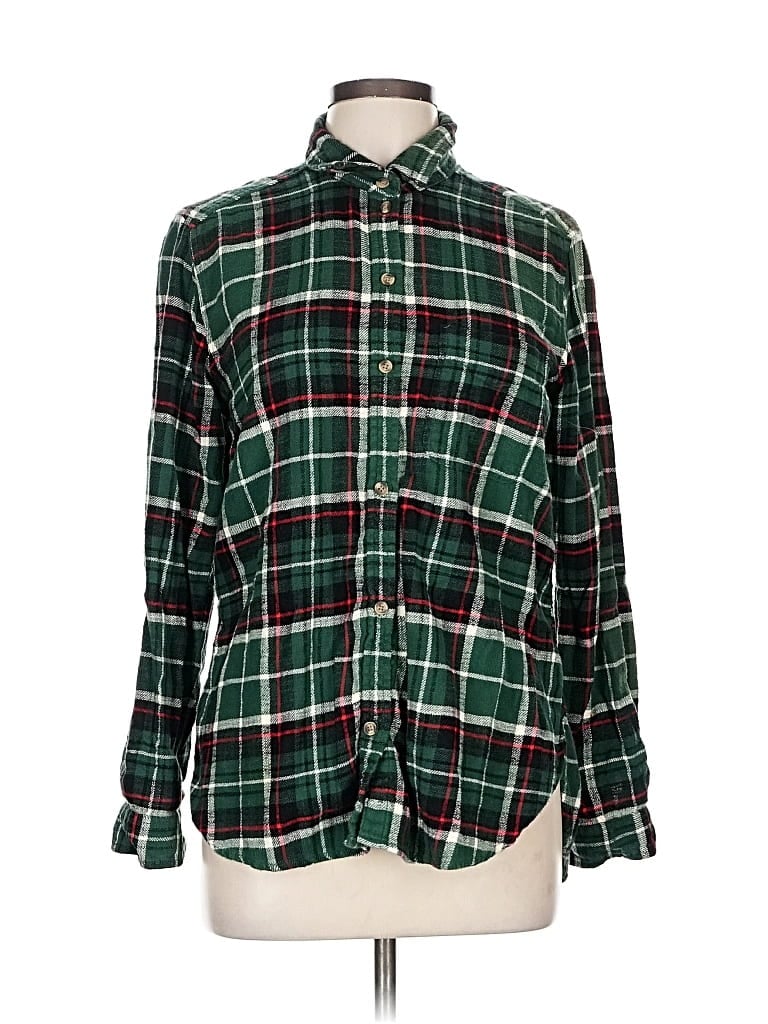 Pre-owned American Eagle Outfitters Long Sleeve Button Down Shirt In Green