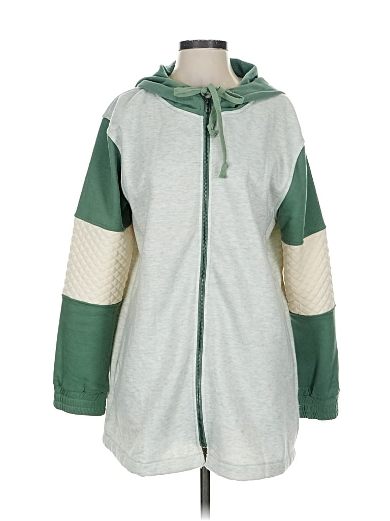 Pre-owned Hem & Thread Zip Up Hoodie In Green