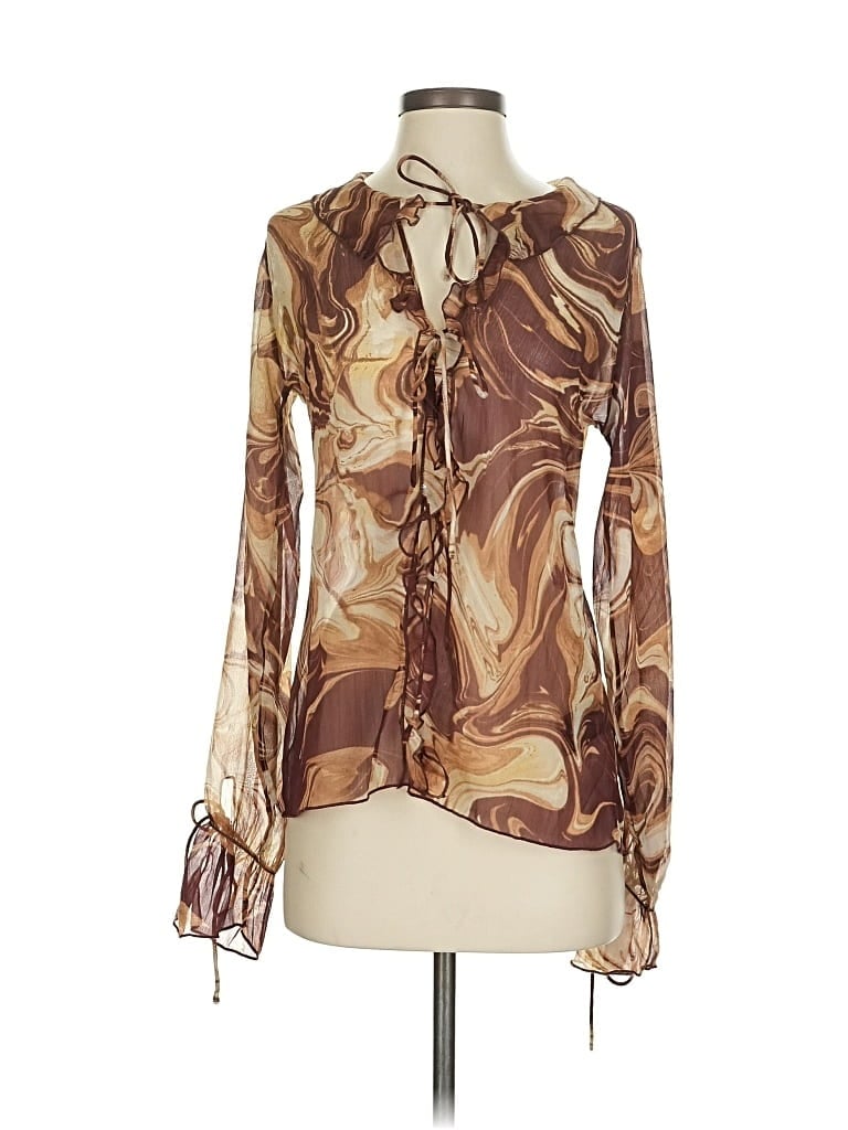 Pre-owned Urban Outfitters Long Sleeve Blouse In Brown