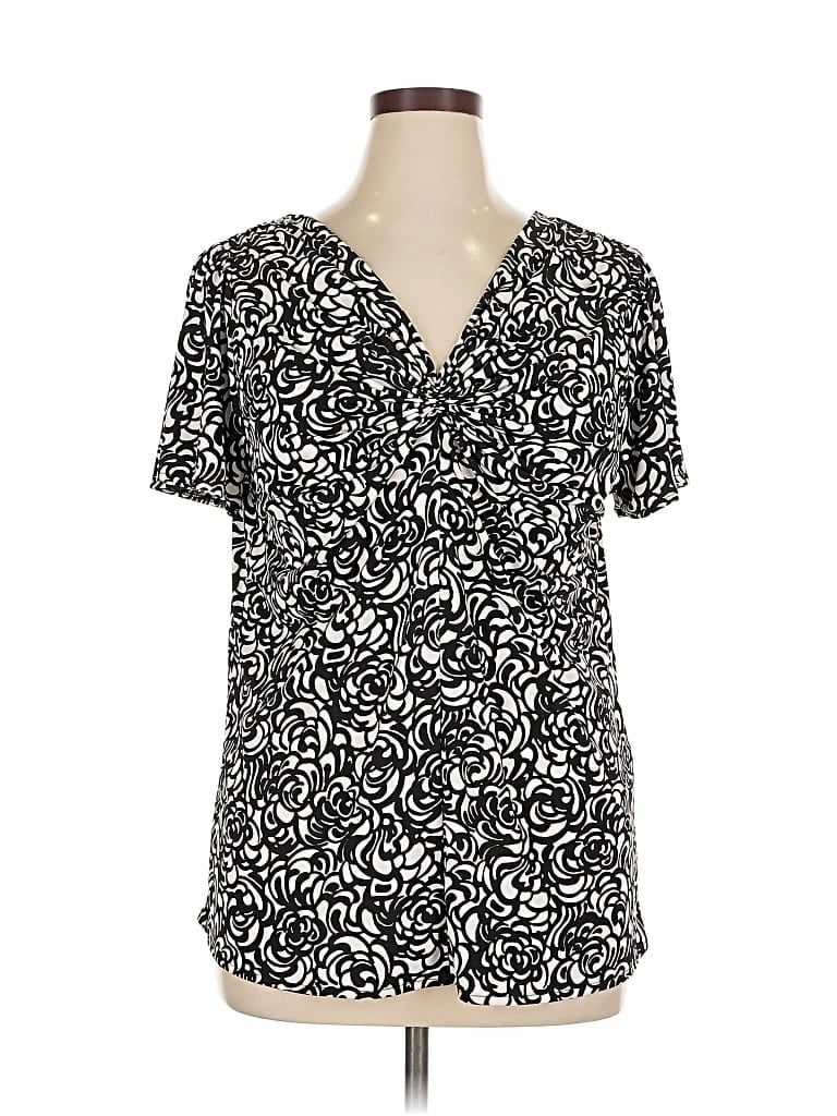 Pre-owned Lane Bryant Short Sleeve Blouse In Black