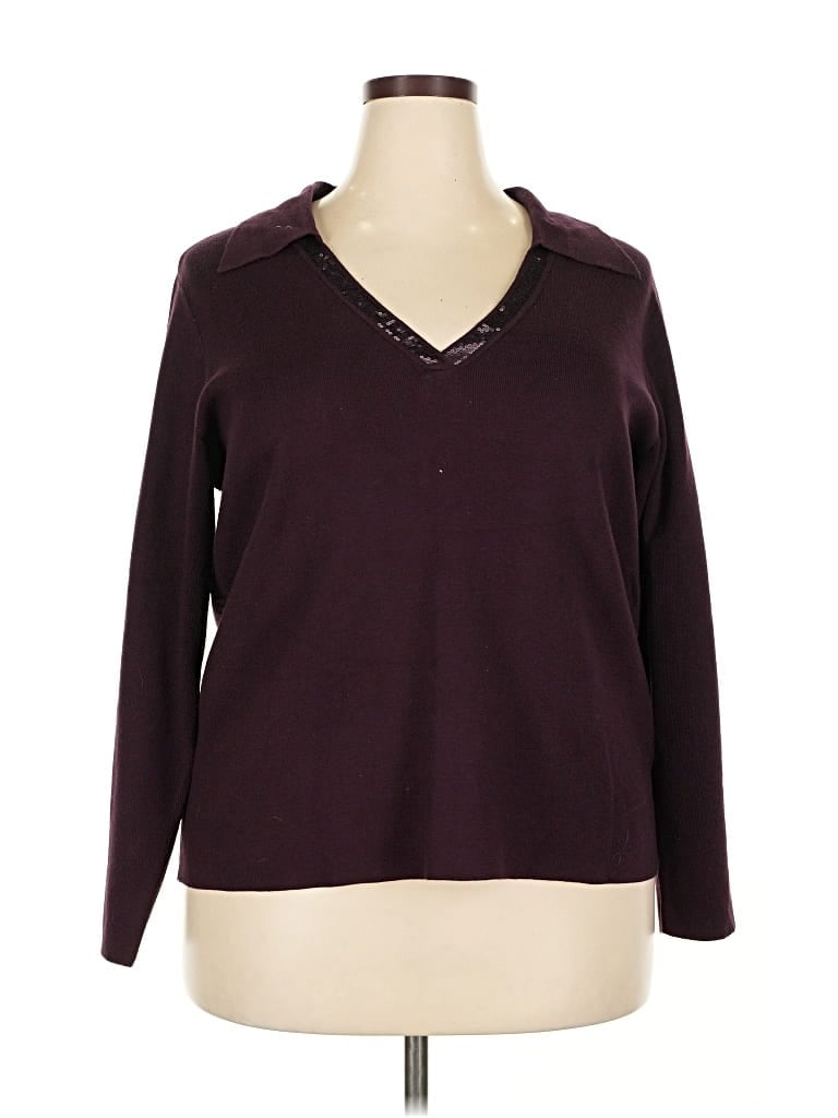 Pre-owned Calvin Klein Pullover Sweater In Burgundy