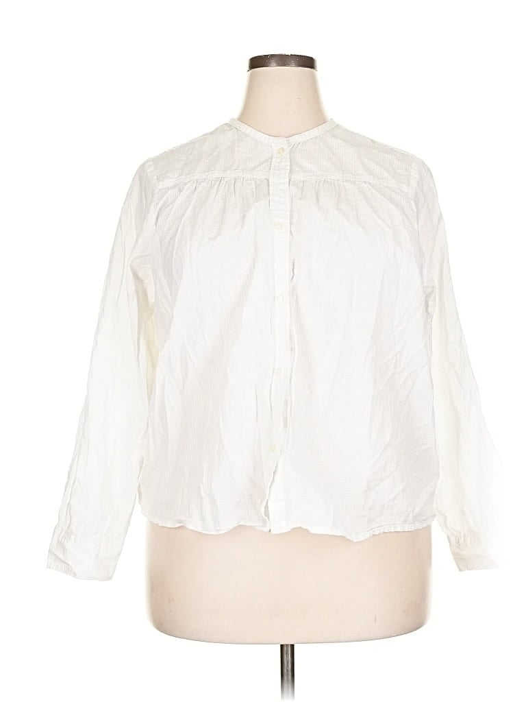 Pre-owned Free Assembly Long Sleeve Blouse In White