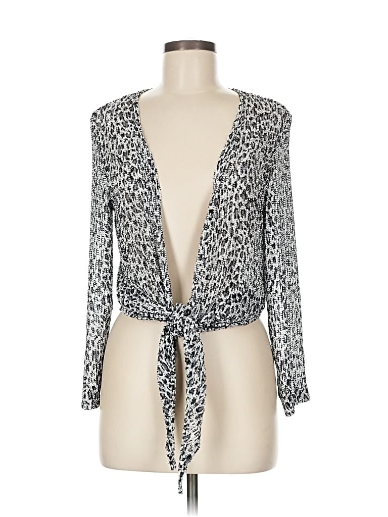 Pre-owned Travelers By Chico's Cardigan Sweater In Silver