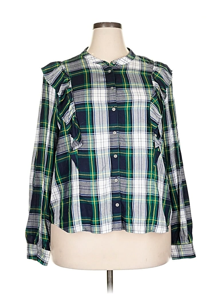 Pre-owned J.crew Factory Store Long Sleeve Button Down Shirt In Green