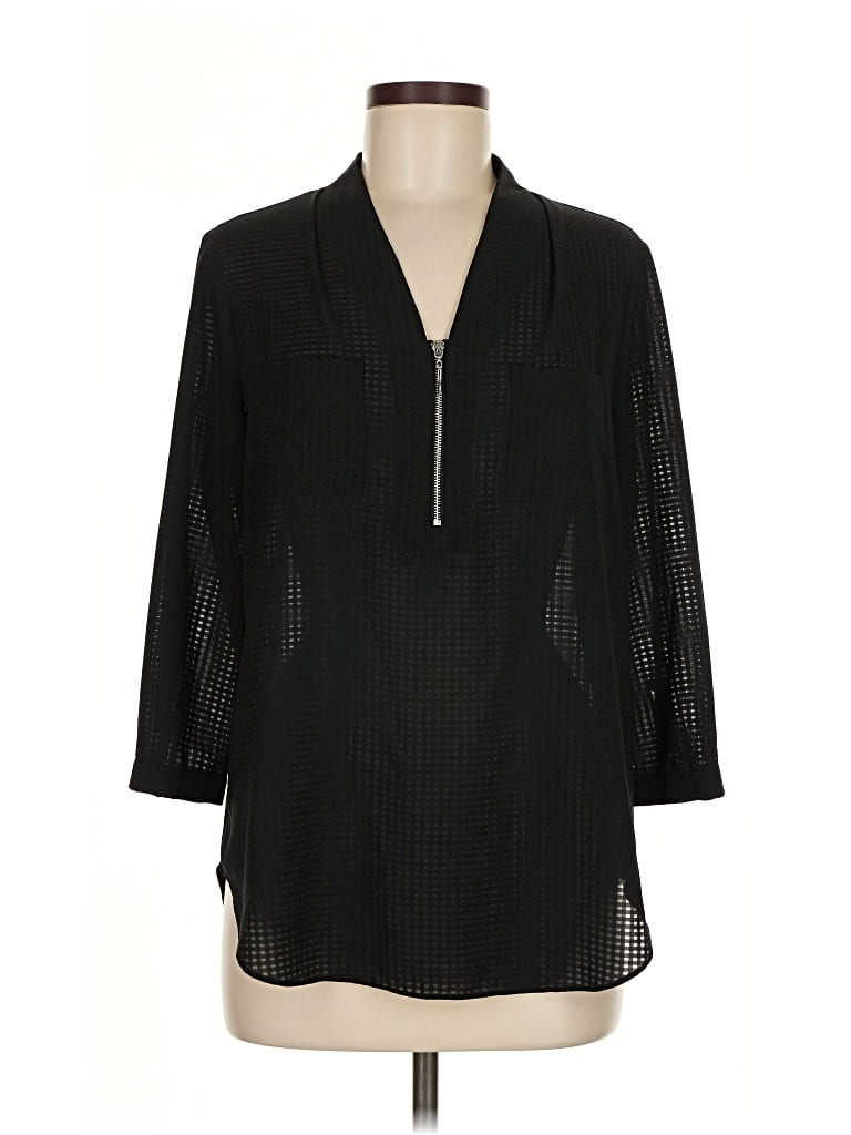 Pre-owned Jaclyn Smith 3/4 Sleeve Blouse In Black