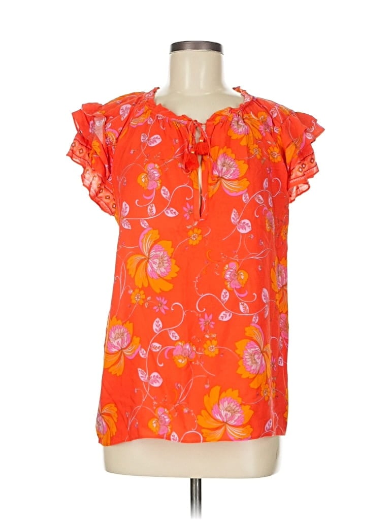 Pre-owned Rose + Olive Short Sleeve Blouse In Orange