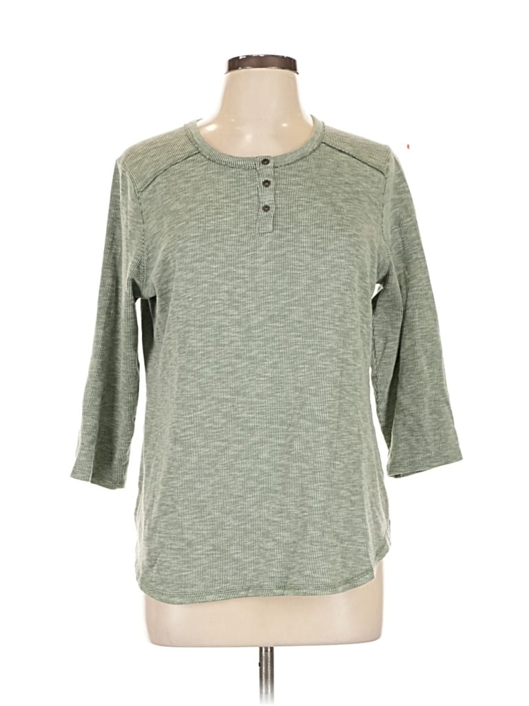 Pre-owned Christopher & Banks 3/4 Sleeve T-shirt In Green