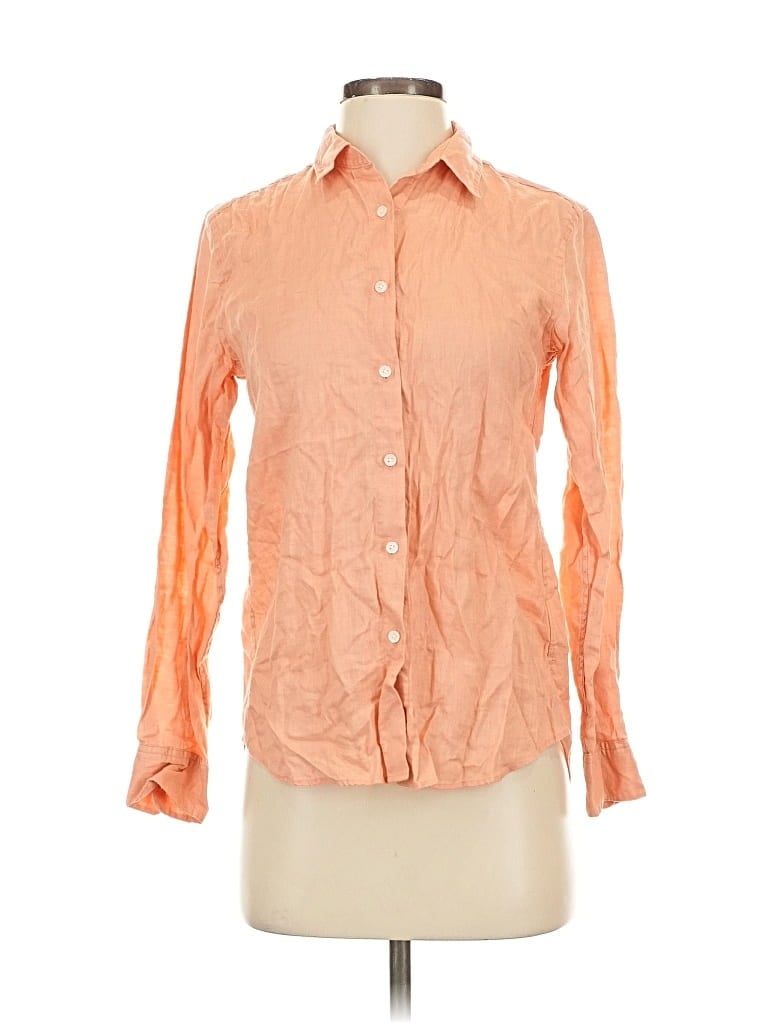 Pre-owned Uniqlo Long Sleeve Button Down Shirt In Orange