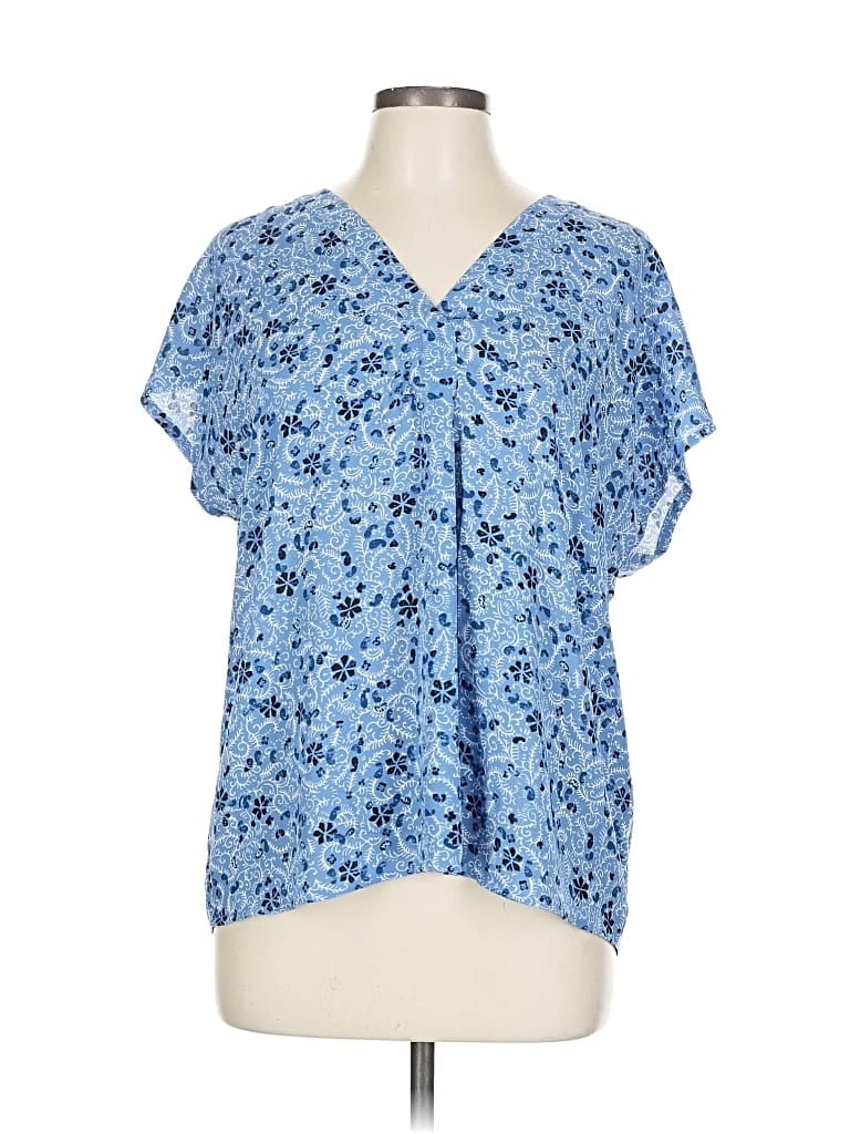 ANN TAYLOR Pre-owned Short Sleeve Henley Shirt In Blue