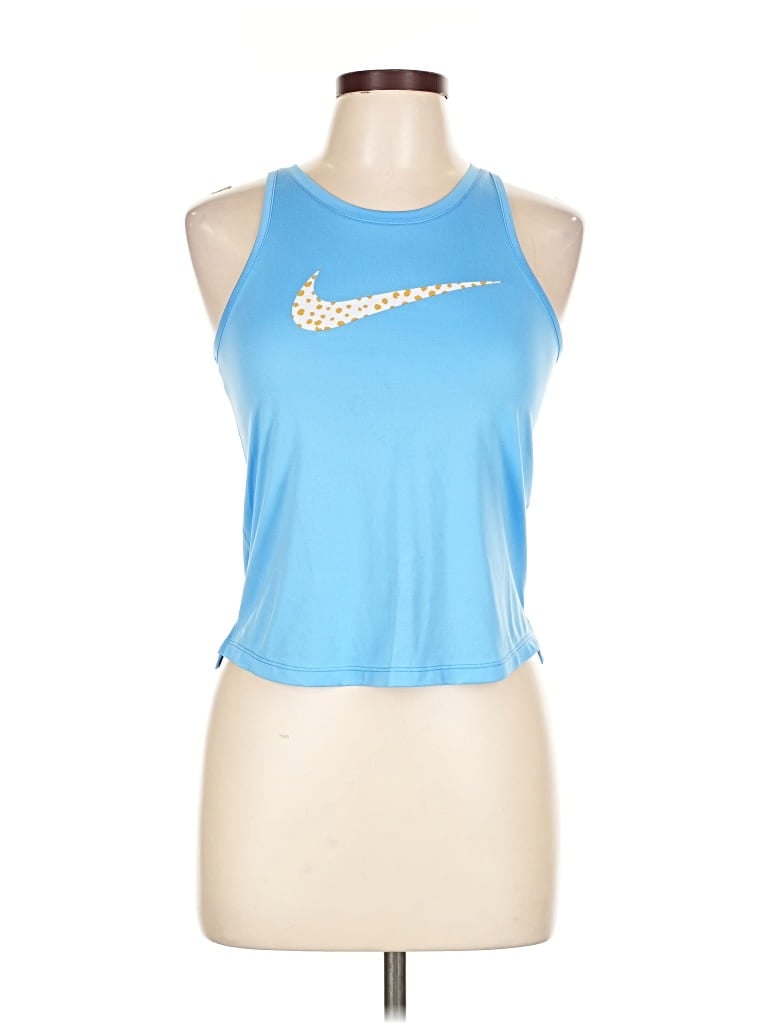 Pre-owned Nike Tank Top Blue Halter Neckline Tops