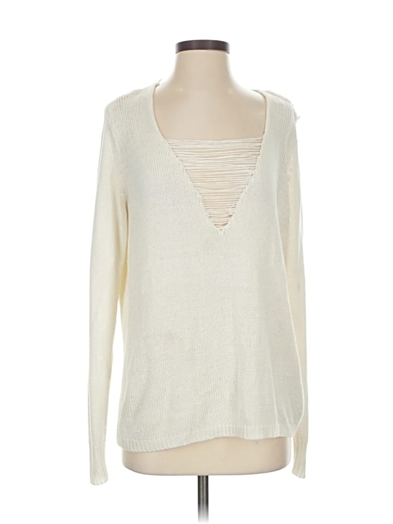 Pre-owned Just Fab Pullover Sweater In White