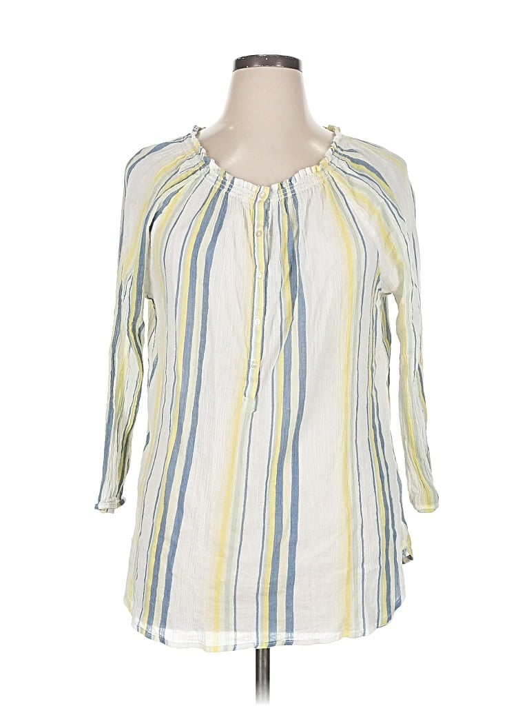 Pre-owned Chaps 3/4 Sleeve Blouse In White