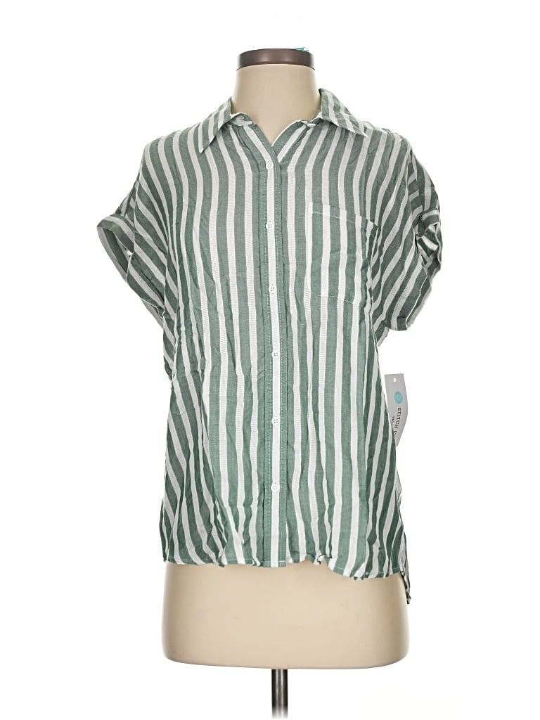 Pre-owned Cosmic Blue Love Short Sleeve Blouse In Green