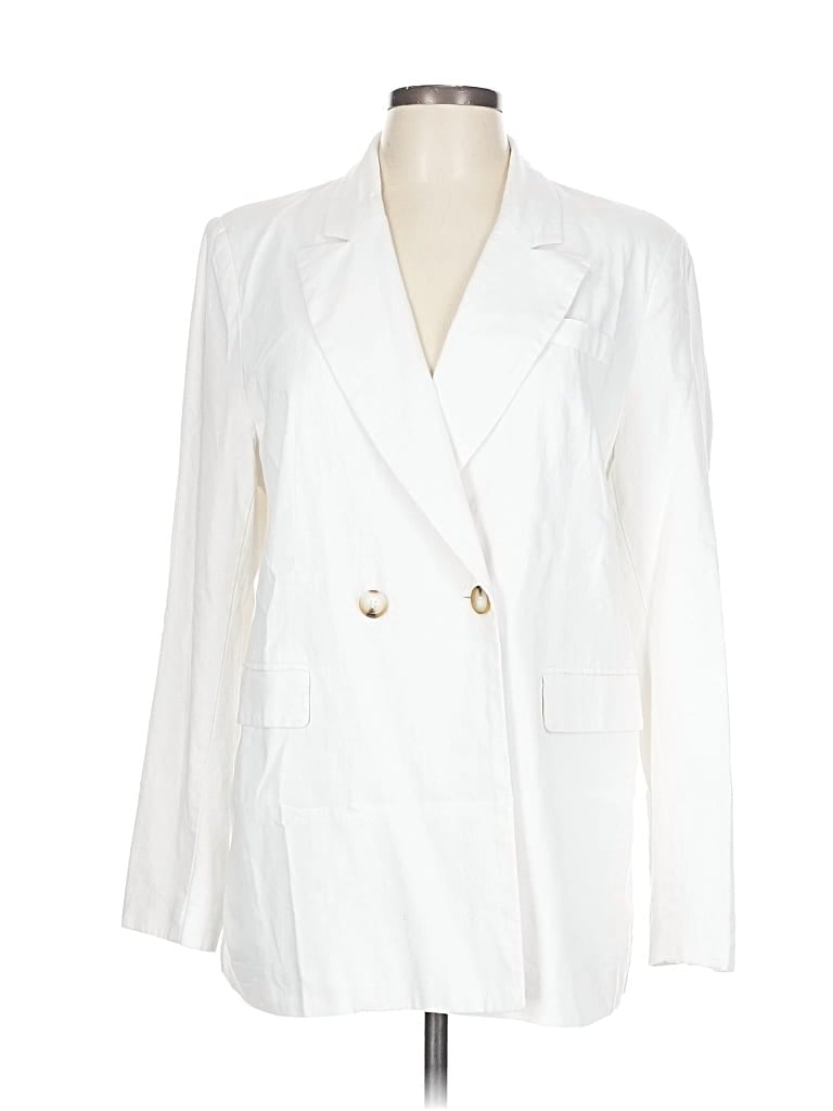 Pre-owned Halston Blazer Jacket In White