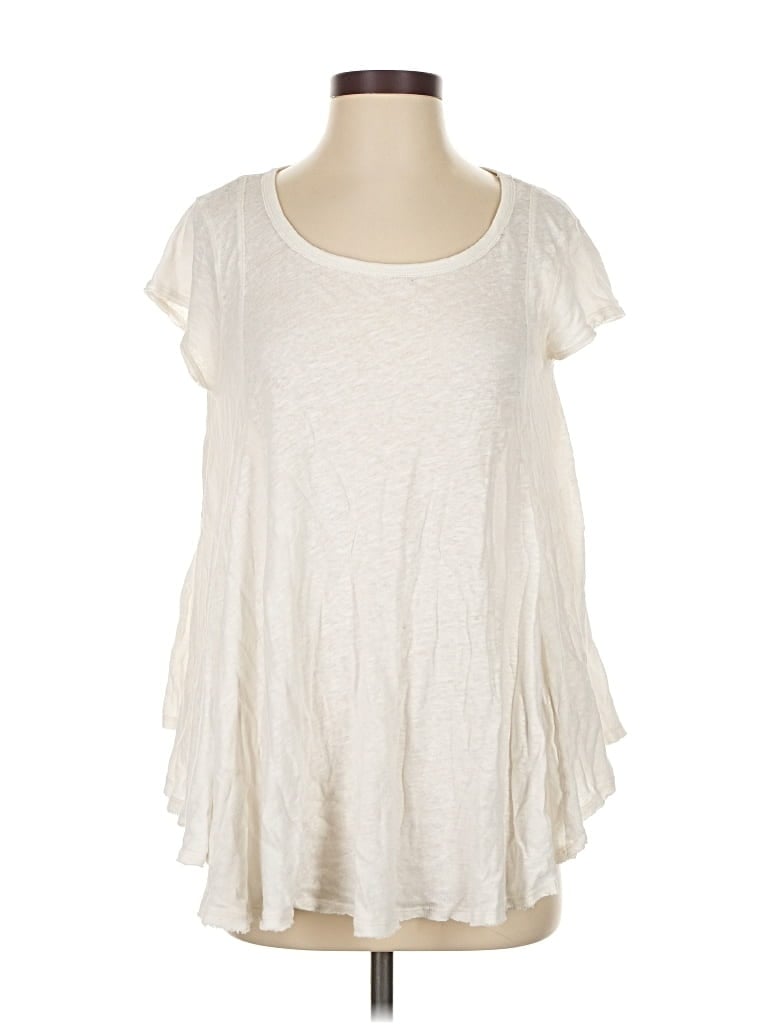 Pre-owned We The Free Short Sleeve Top Ivory Scoop Neck Tops In White