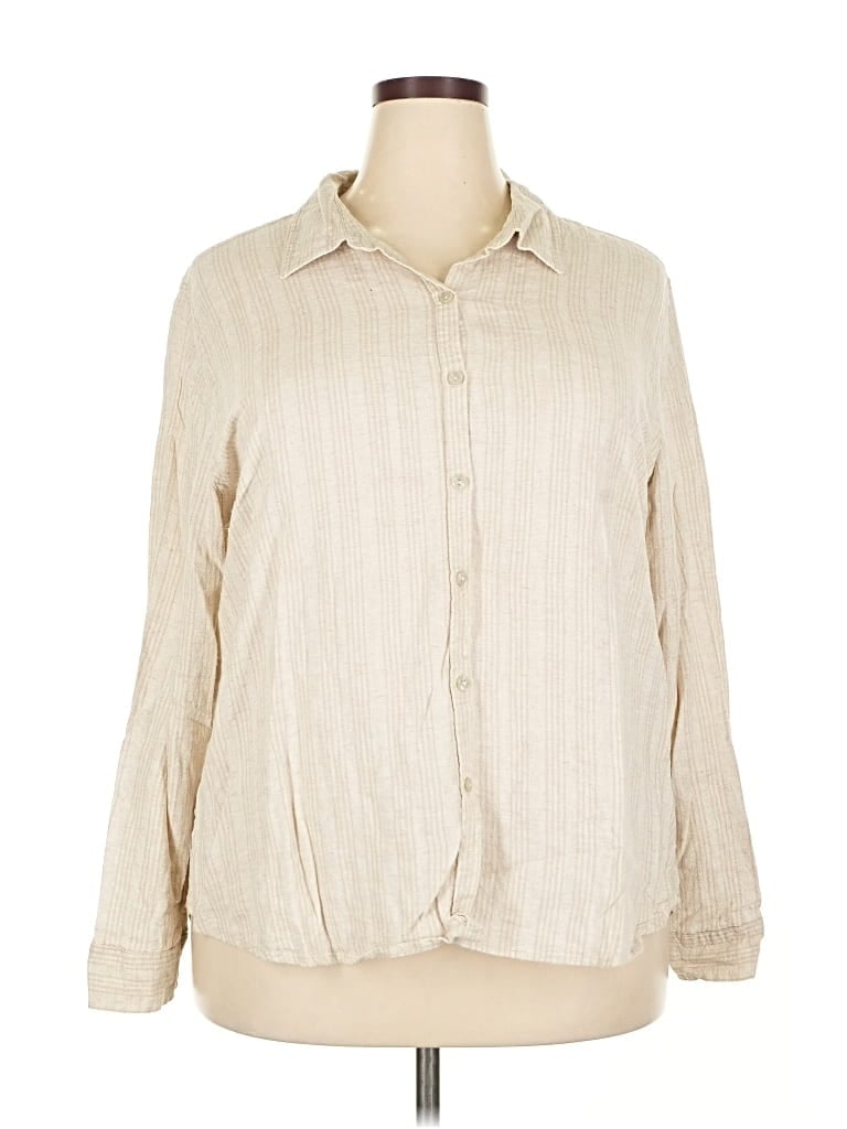 Pre-owned Orvis Long Sleeve Blouse In White