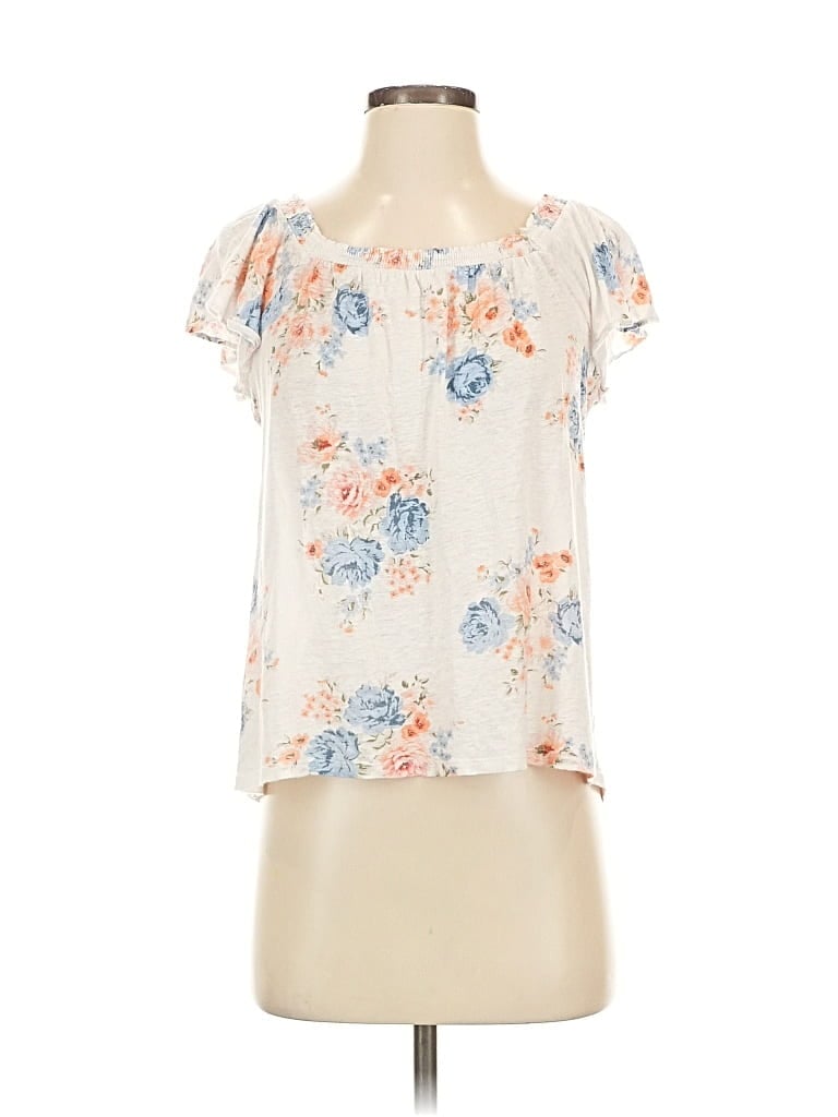 Pre-owned Unbranded Short Sleeve Blouse In White