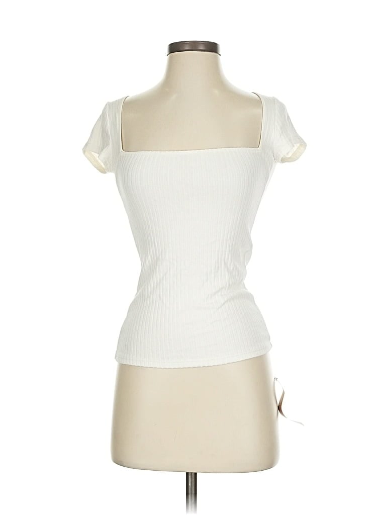 Reformation Short Sleeve Top Ivory Strapless Neckline Tops In White