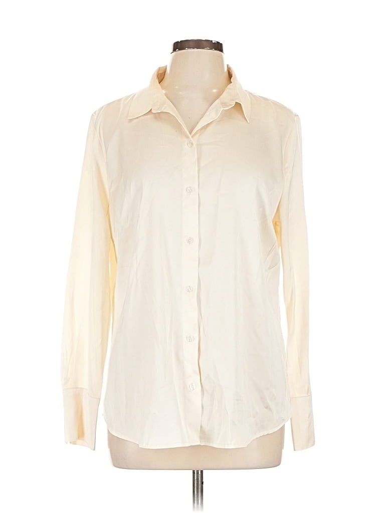 Pre-owned Banana Republic Factory Store Long Sleeve Blouse In White