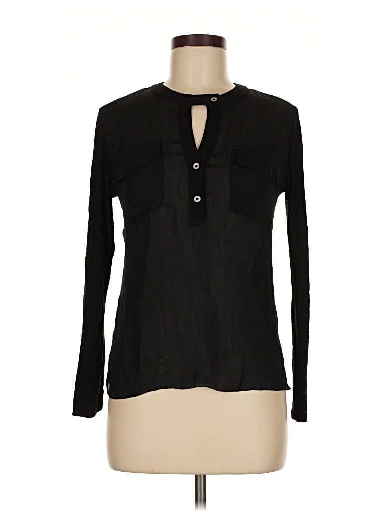 Pre-owned Adriano Goldschmied Long Sleeve Blouse In Black
