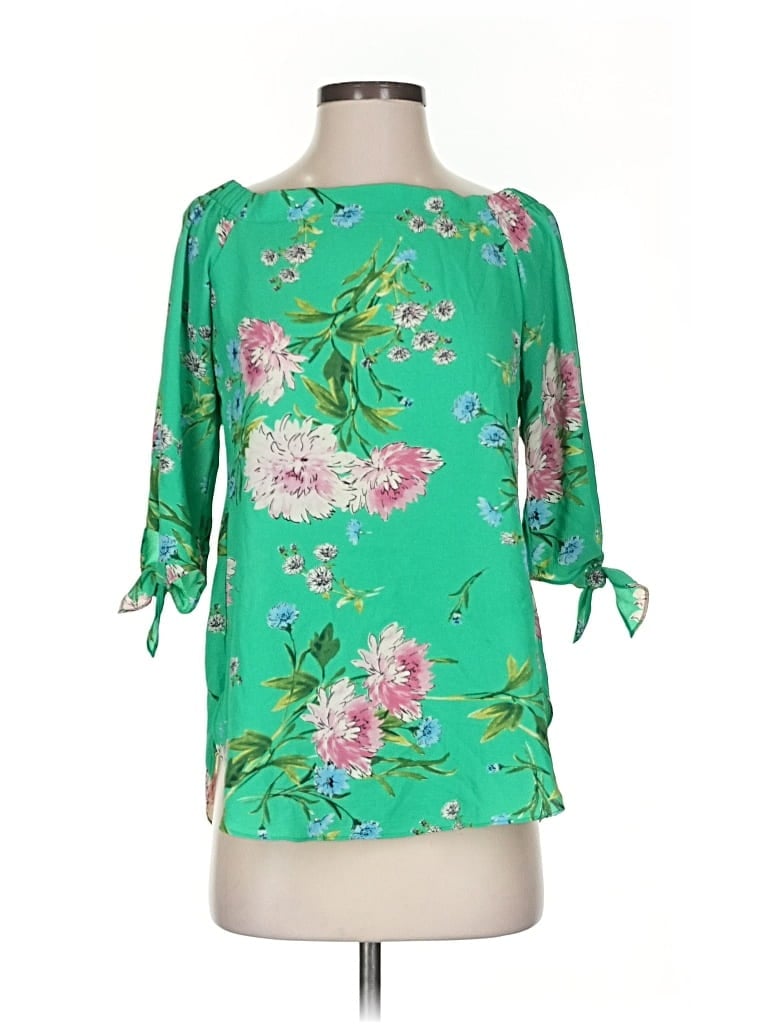 STATUS BY CHENAULT Pre-owned 3/4 Sleeve Blouse In Green