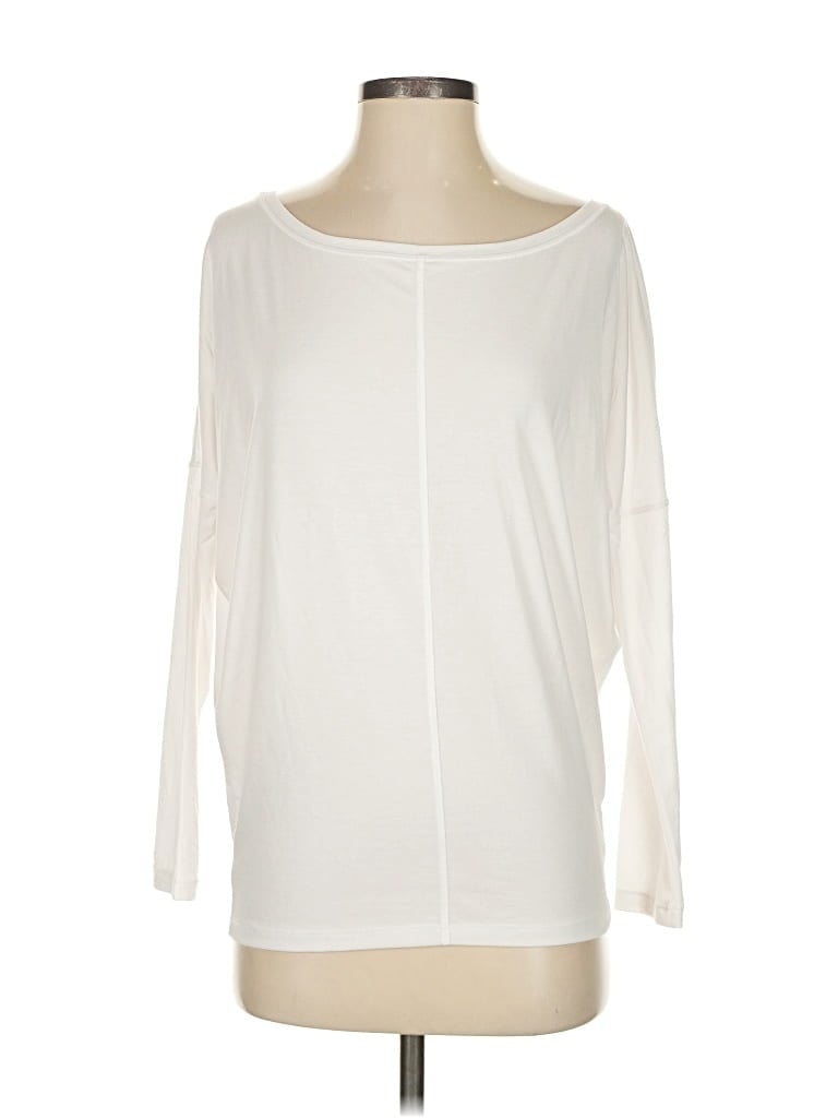 Pre-owned Athleta 3/4 Sleeve T-shirt In White