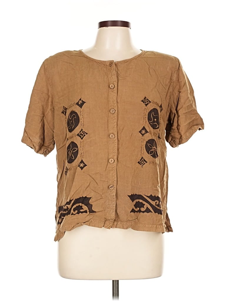 ASSORTED BRANDS Pre-owned Short Sleeve Blouse In Brown