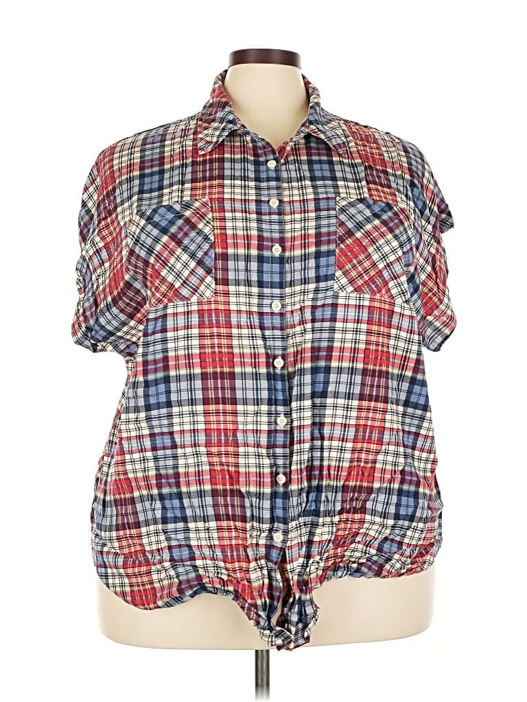 Pre-owned Torrid Short Sleeve Button Down Shirt In Blue