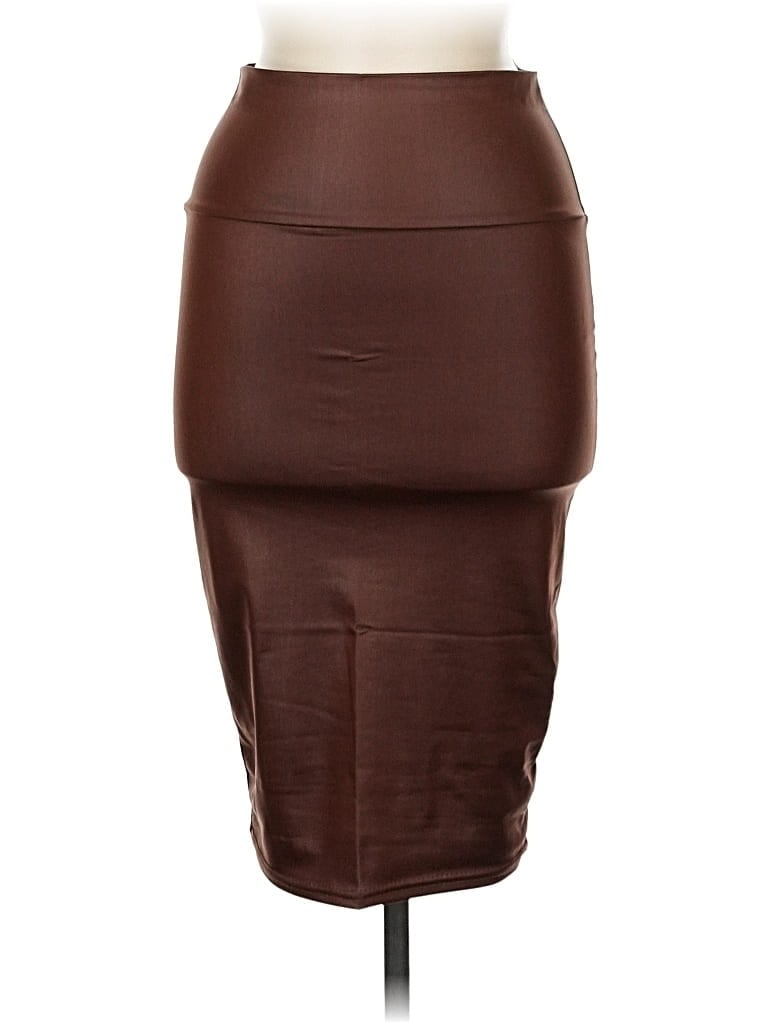 Pre-owned Unbranded Faux Leather Skirt In Brown