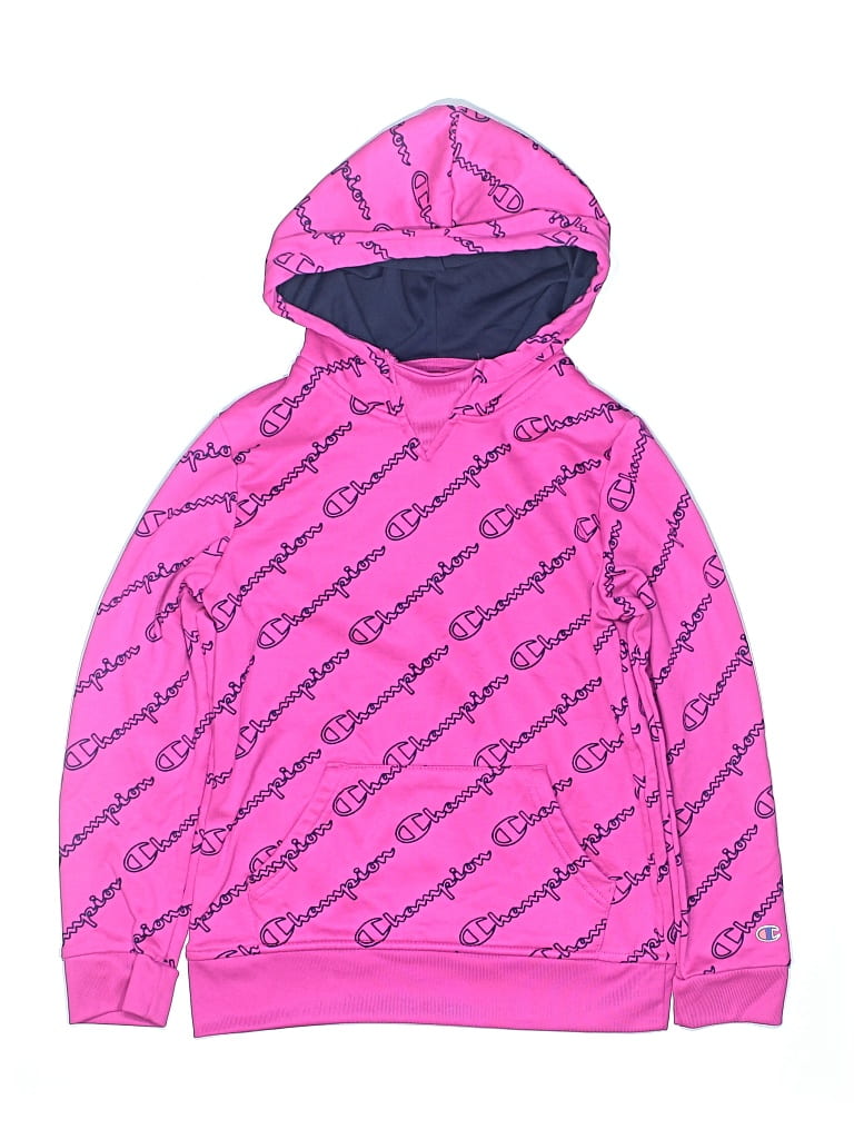 Pre-owned Champion Kids' Pullover Hoodie In Pink