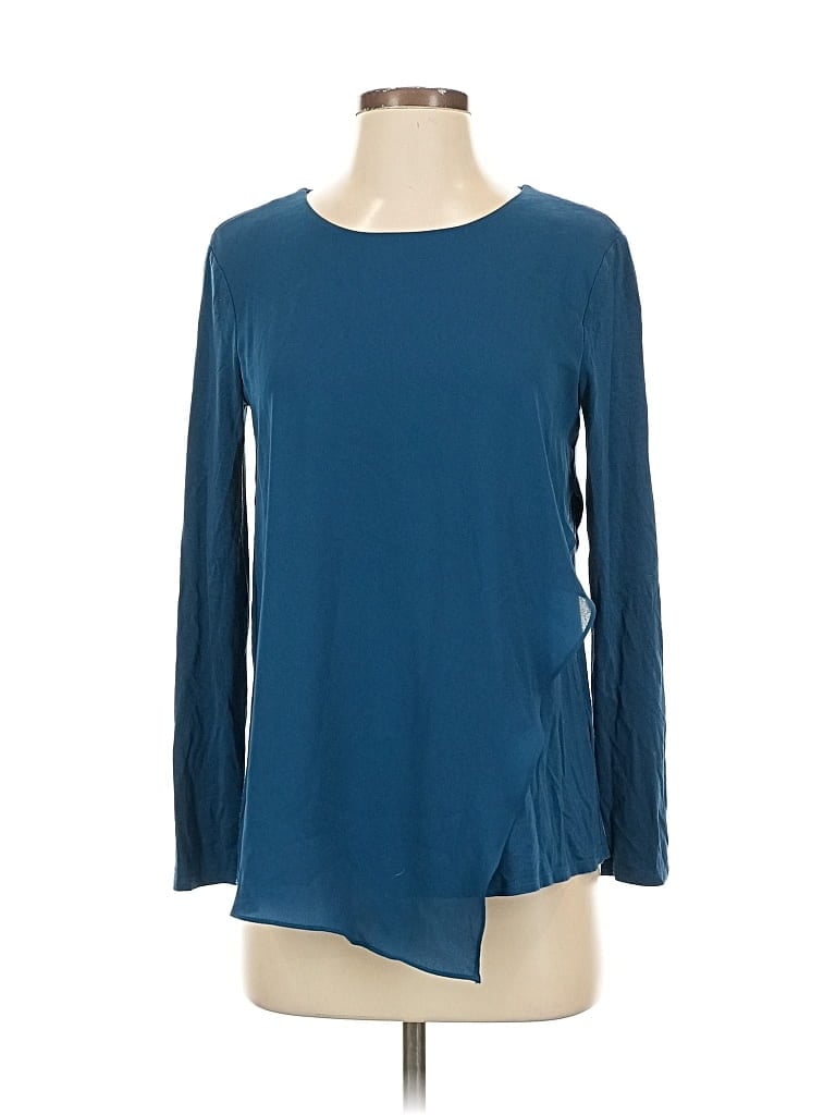 Pre-owned Vince Camuto Long Sleeve Top Blue Boatneck Tops