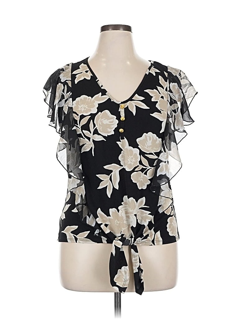ADRIENNE VITTADINI Pre-owned Short Sleeve Blouse In Black