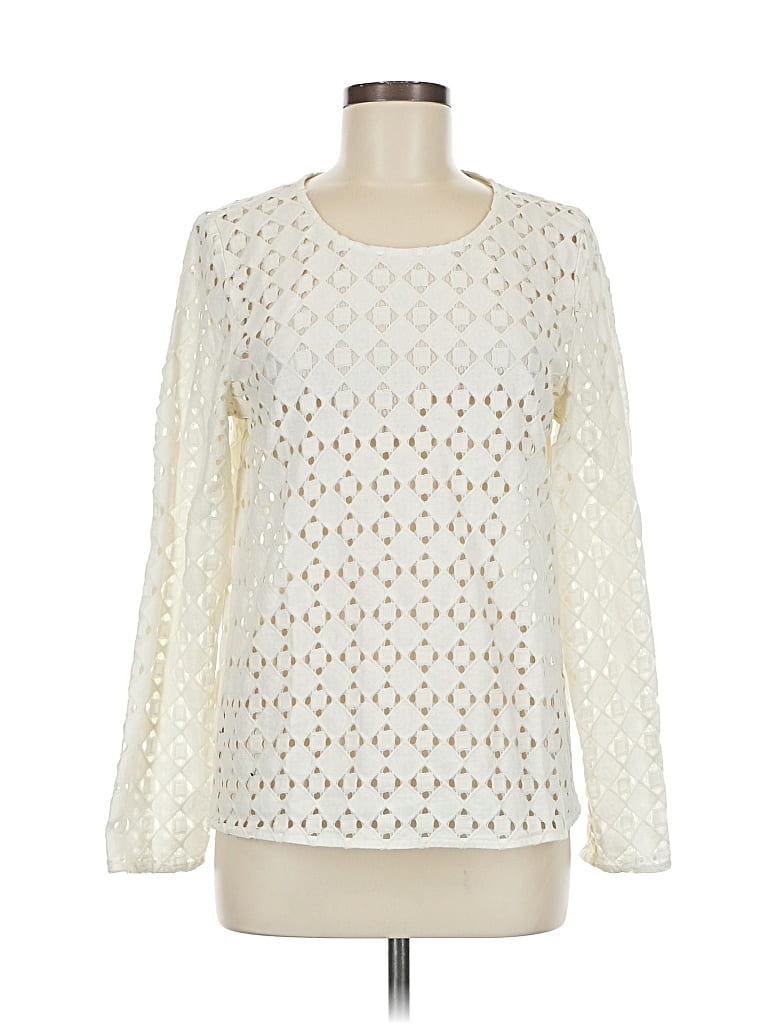 Pre-owned Banana Republic Factory Store Long Sleeve Blouse In White