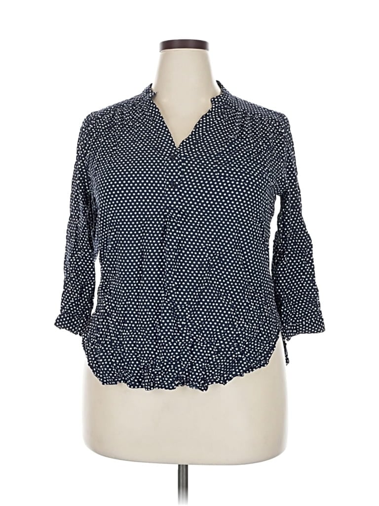 MARKET & SPRUCE Pre-owned 3/4 Sleeve Button Down Shirt In Blue