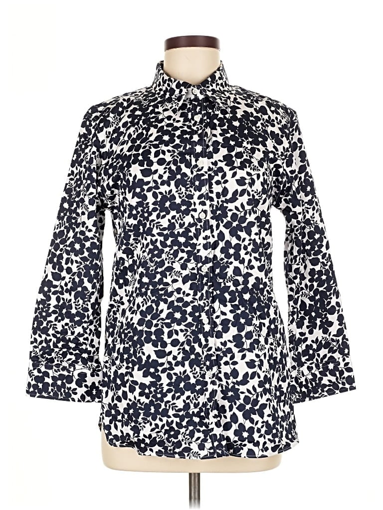 Pre-owned Chaps 3/4 Sleeve Blouse In Blue