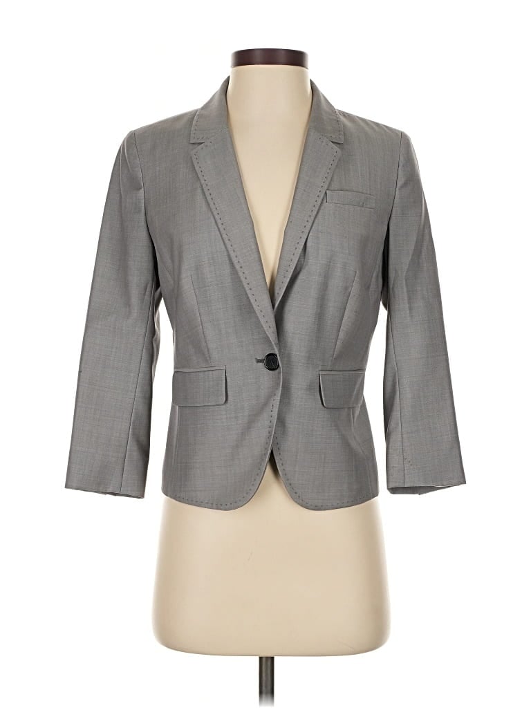 Pre-owned Ann Taylor Loft Wool Blazer Jacket In Gray