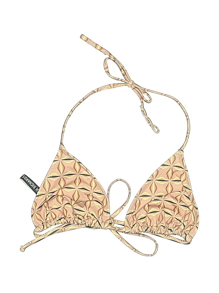 Pre-owned Beth Richards Swimsuit Top Gold Print Pattern Swimwear