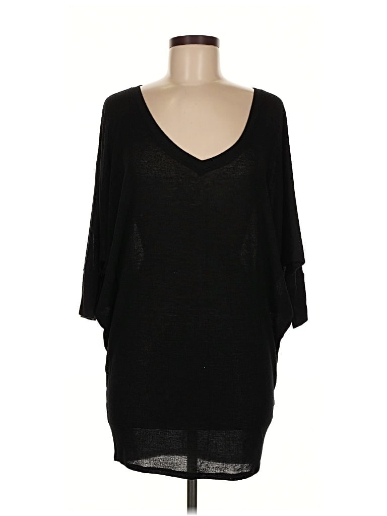 Pre-owned W. By Wantable Short Sleeve Top Black Open Neckline Tops