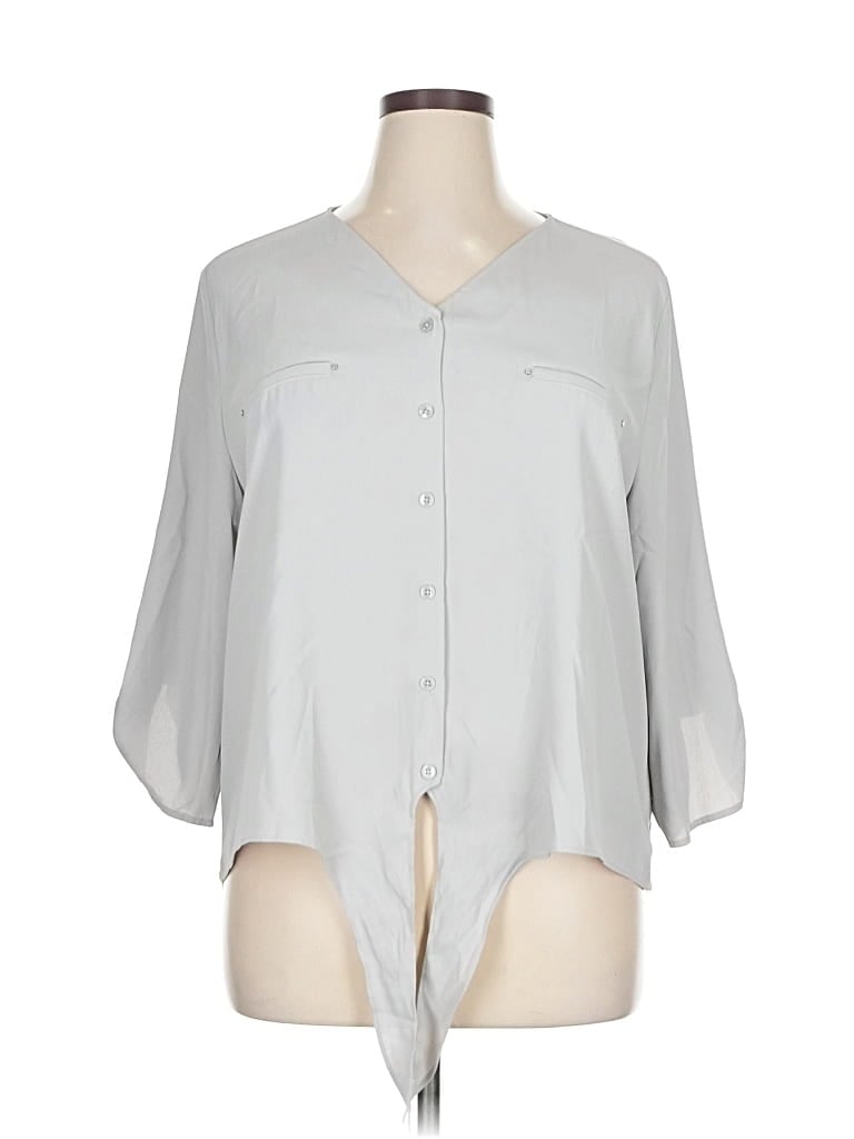 Pre-owned Chico's 3/4 Sleeve Blouse In Gray