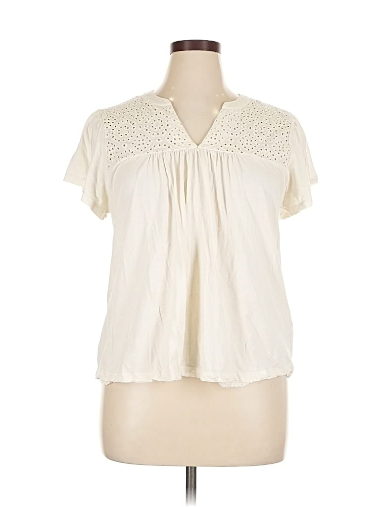 Pre-owned C&c California Short Sleeve Blouse In White