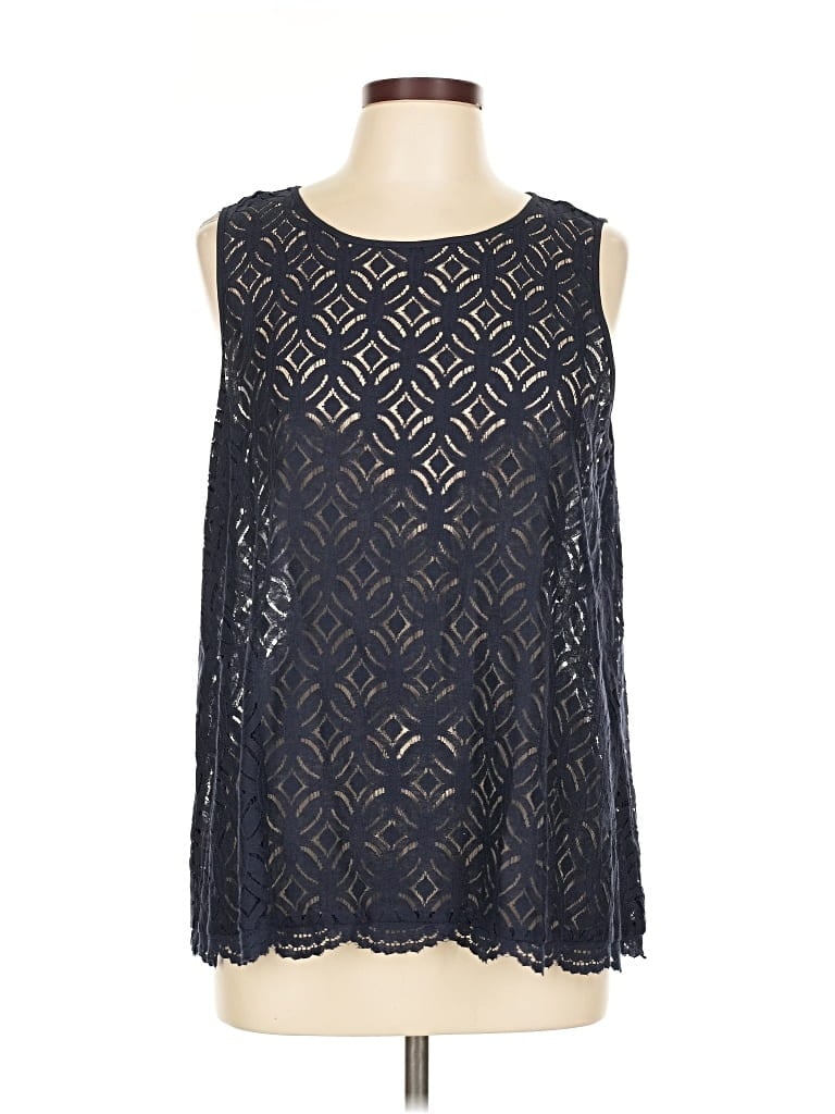 Pre-owned Ann Taylor Loft Sleeveless Blouse In Blue