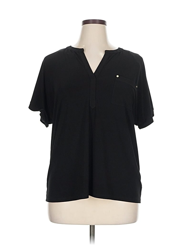 Pre-owned Anne Klein Short Sleeve Polo Shirt In Black