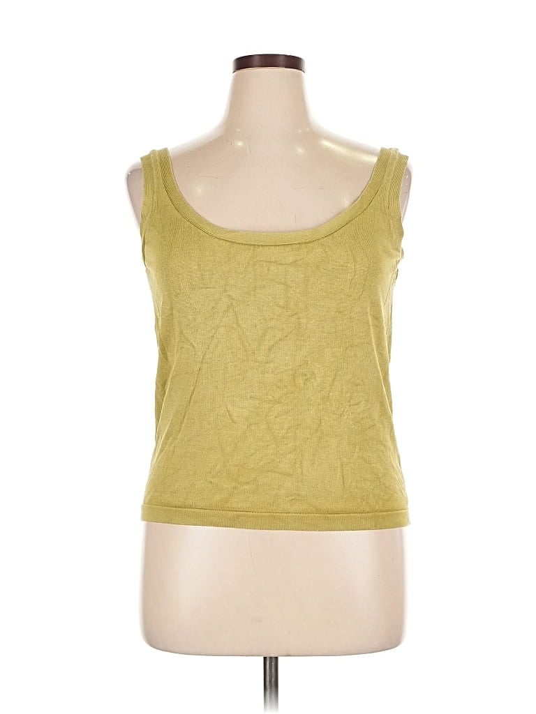 LINDA ALLARD ELLEN TRACY Pre-owned Sleeveless Silk Top Yellow Square Neckline Tops