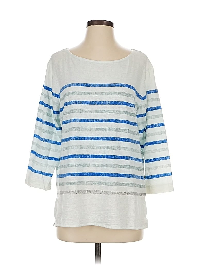 Click to view more detailed imagery on our partner's website Pre-owned Majestic 3/4 Sleeve Top Silver Boatneck Tops