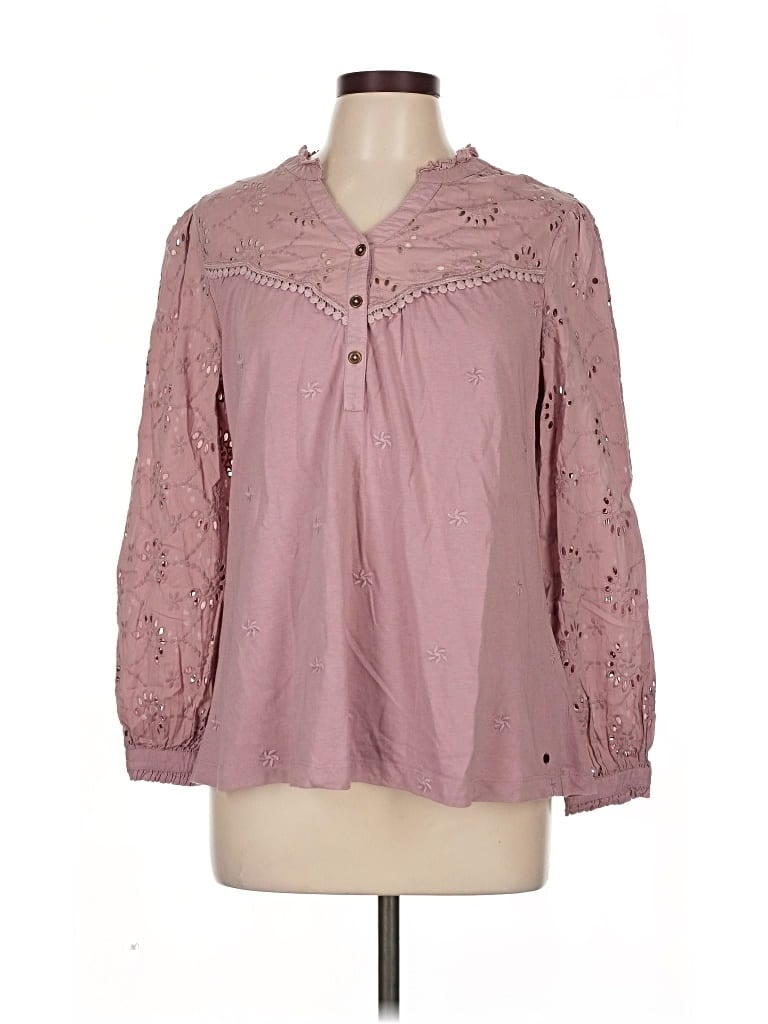 Pre-owned Fat Face Long Sleeve Blouse In Pink