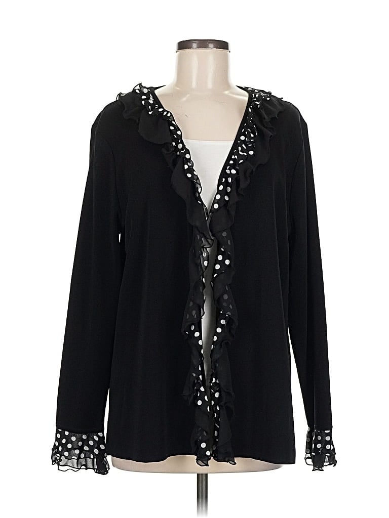 Pre-owned Misook Long Sleeve Blouse In Black