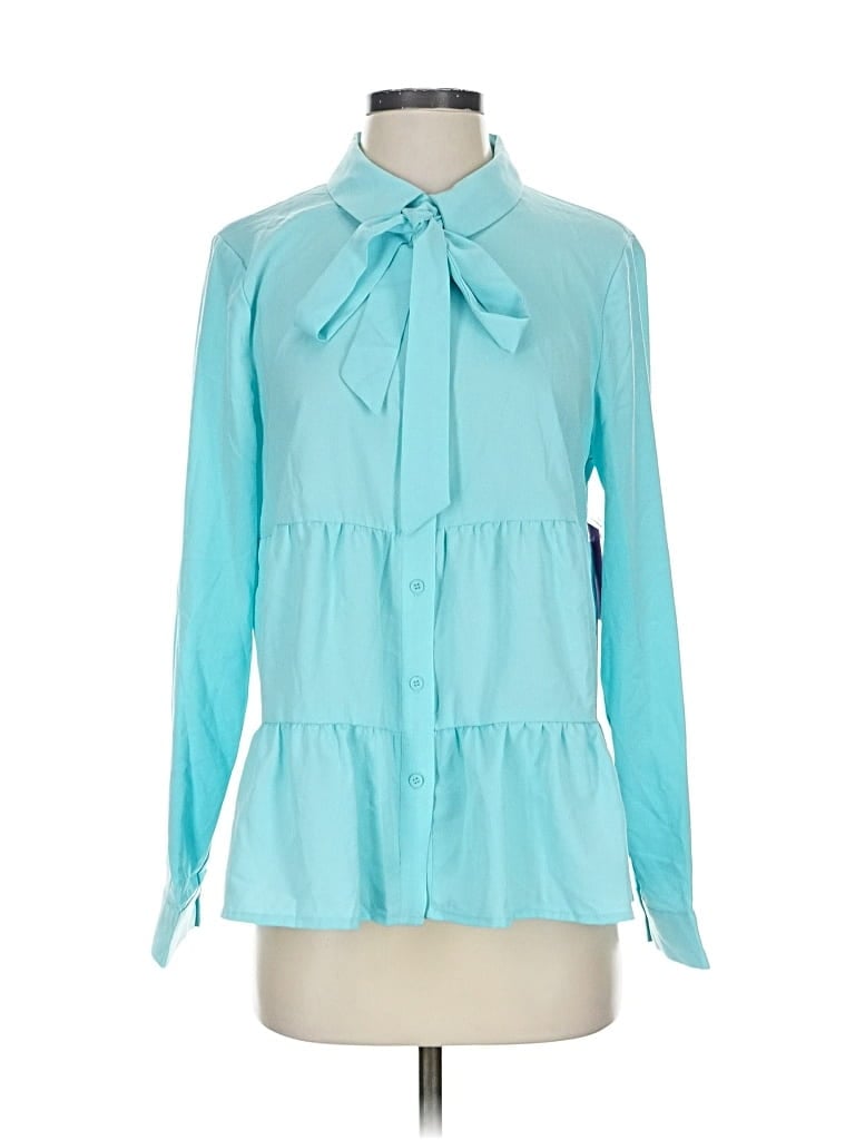 Pre-owned Riley & Rae Long Sleeve Blouse In Blue