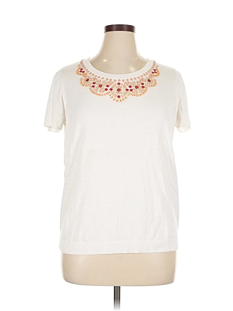 Pre-owned Talbots Cardigan Sweater In White