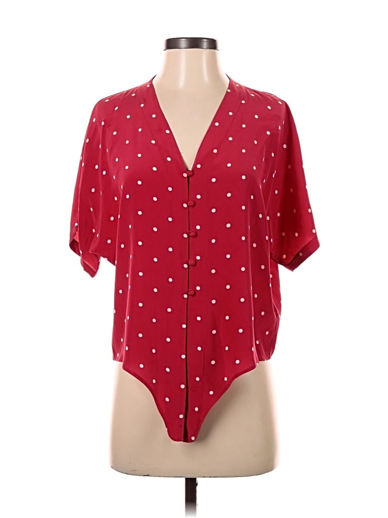 Pre-owned Rails Short Sleeve Blouse In Burgundy