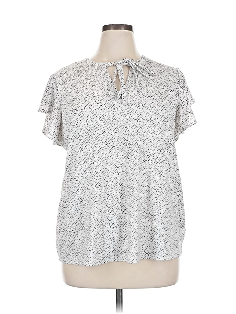 Pre-owned Adrianna Papell Short Sleeve Blouse In Silver